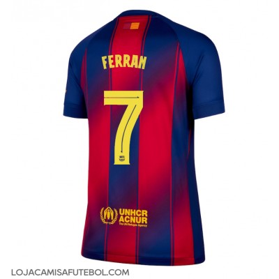 Camisa de Futebol Barcelona Ferran Torres #7 Equipamento Principal Mulheres 2025-26 Manga Curta Camisa de Futebol Barcelona Ferran Torres #7 Equipamento Principal Mulheres 2025-26 Manga Curta
